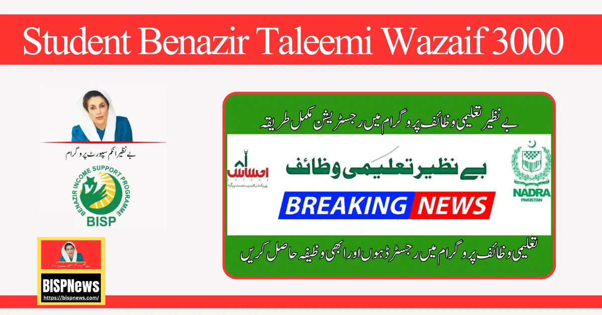 Student Benazir Taleemi Wazaif 3000 Installment Has Been Started