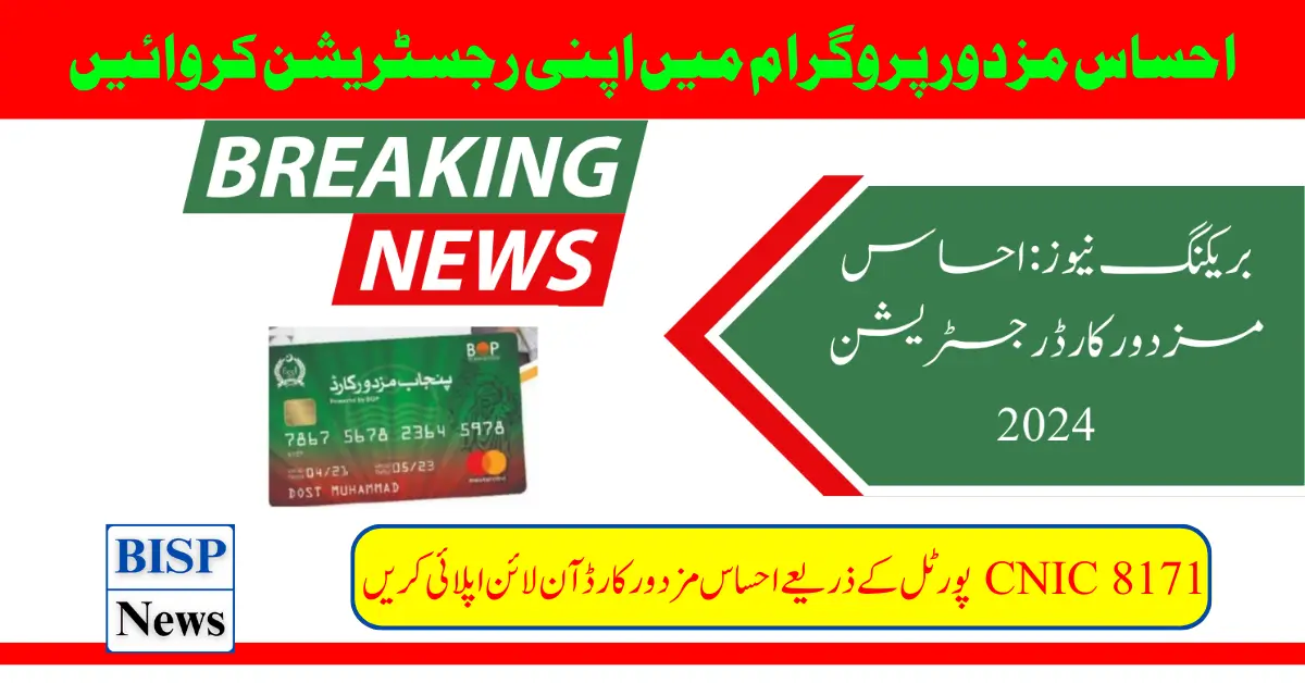 Ehsaas Mazdoor Card Online Apply By CNIC 8171 Portal