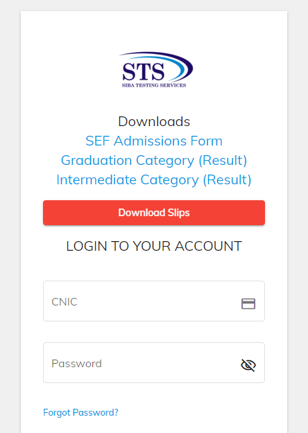 STS Candidate Portal SIBA Testing Services STS Results and Announcements